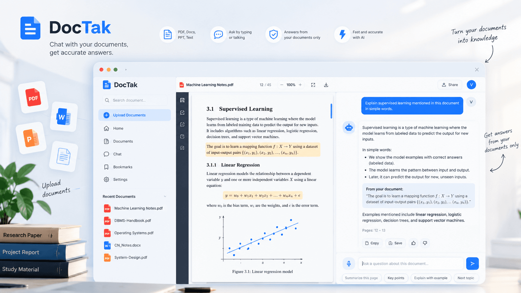 DocTalk Document Q&A Workspace Interface